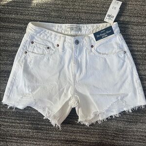Abercrombie & Fitch White Jean Shorts Low Rise Baggy Curve Love